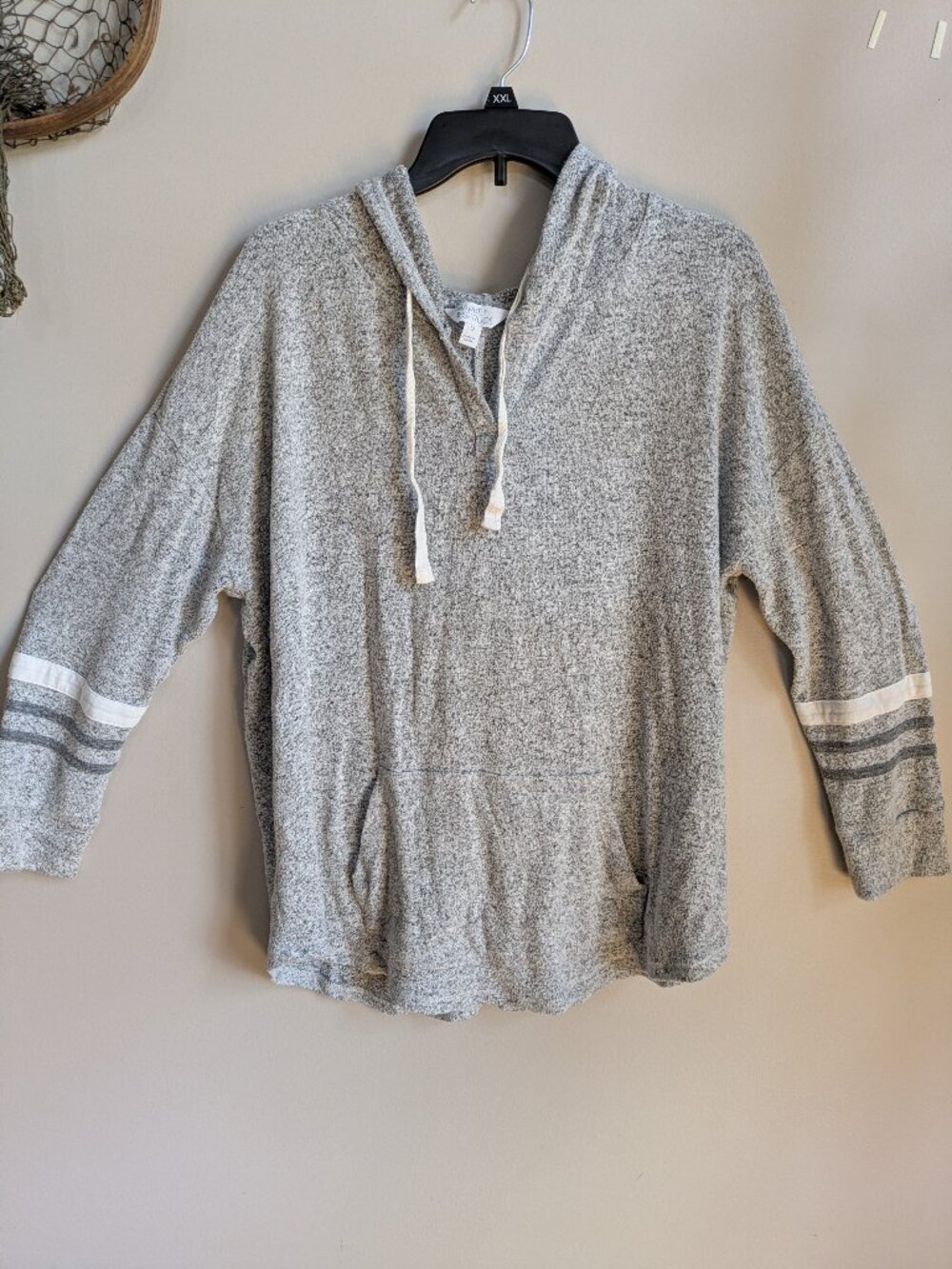 market & spruce lightweight gray hoodie kangaroo pocket size 1X #603